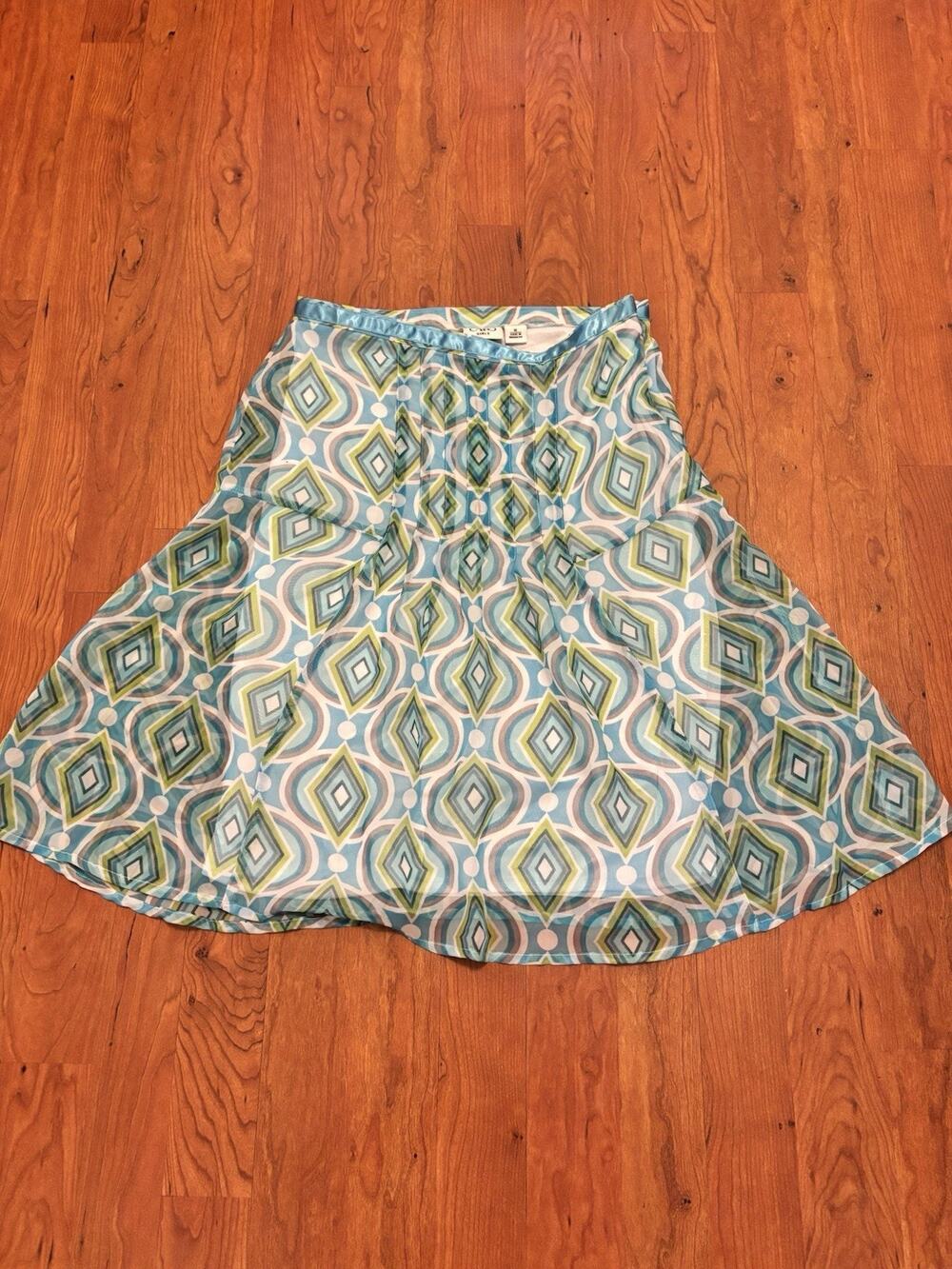 Cato Girls Y2K Knee-Length Skirt Geometric Green & Blue Size 14